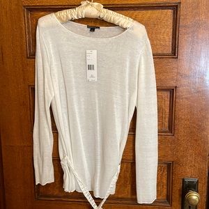 Never worn! Loose fit linen belted long sleeve Lafayette 148 shirt